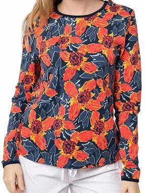 HangTen Rash Guard Long Sleeve Shirt Women's  Size Medium  Color  Blue Orange